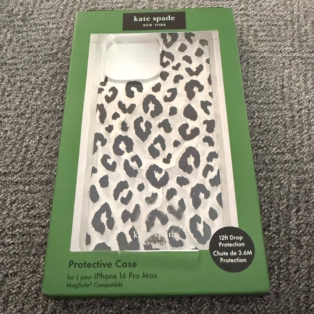 Kate Spade iPhone 16 Pro Max Case MagSafe Glitter Leopard Print Protective NIB